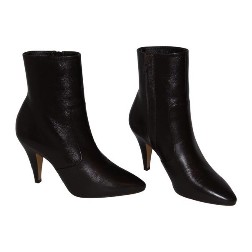 CELINE LEATHER DARK BROWN ANKLE BOOTS 90
